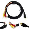 Practical for TV HDTV DVD Black 1080P 5FT Audio Video AV Cord HDMI Male To 3 RCA Cable Adapter
