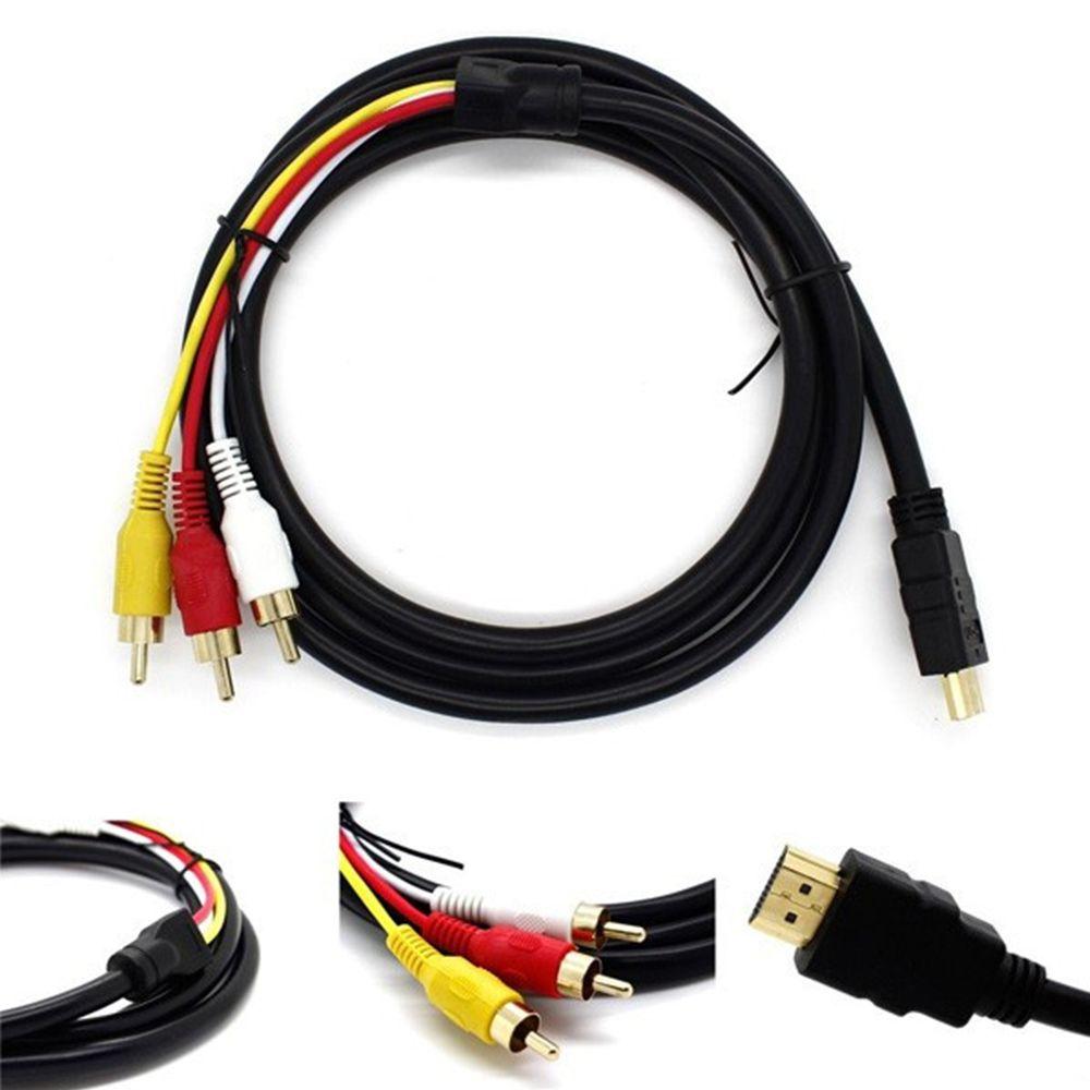 Practical Electronic Black HDMI Male To 3 RCA Cable Adapter Audio Video AV Cord 1080P 5FT