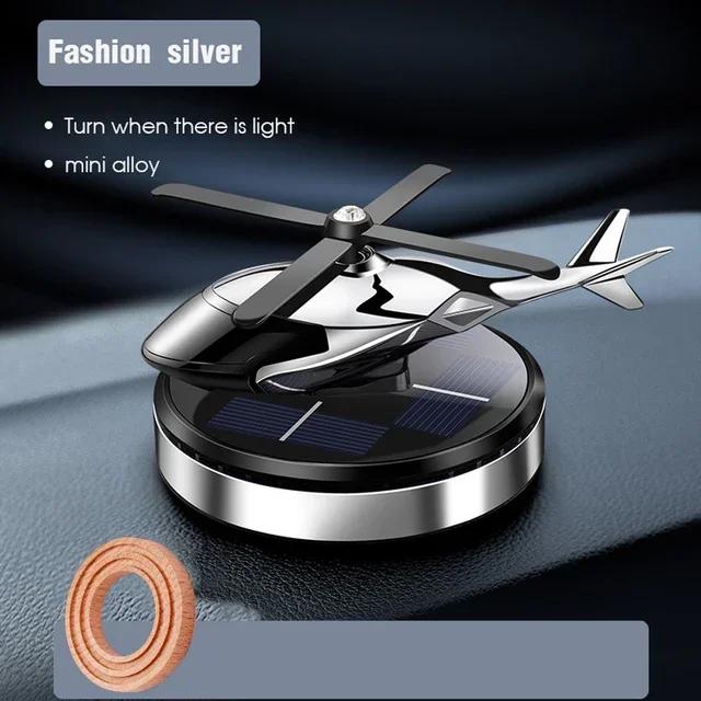 Car Air Freshener Solar Helicopter Decoration Alloy Propeller Rotating Auto Flavoring Perfume Diffuser Car Interior Accessories