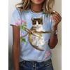 Women's 3d Dogs Cat Print T Shirt Fashion Tops Harujuku Oversized Summer O-Neck Top Female Clothing