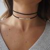 New Fashion Bending Tube Velvet Choker Necklace Double Layer Style Torque Black Short Leather Necklace Charm Collier Femme