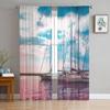 Тюлевые шторы для гостиной, корабль, кубик льда, холодная спальня, кабинет, окно, прозрачные шторы, кухня, балкон, интерьер, вуаль, шторы