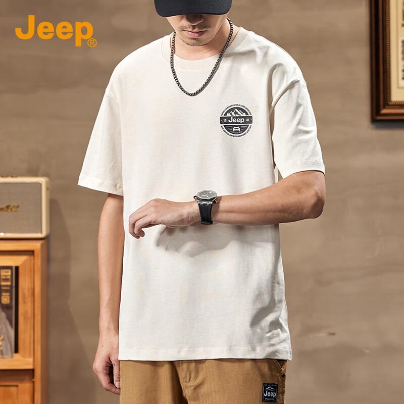 Jeep Мужская летняя свободная футболка из чистого хлопка