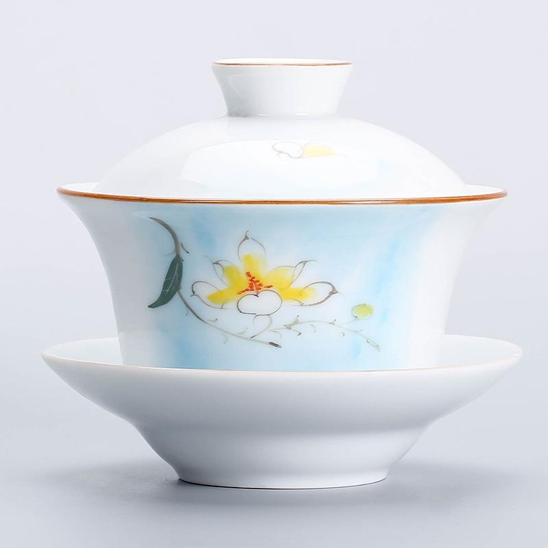 Новый стиль, ручная роспись, белая фарфоровая чаша для чая, удобство в путешествии, чайный сервиз, чайный сервиз, офисная бытовая питьевая посуда NLSLASI