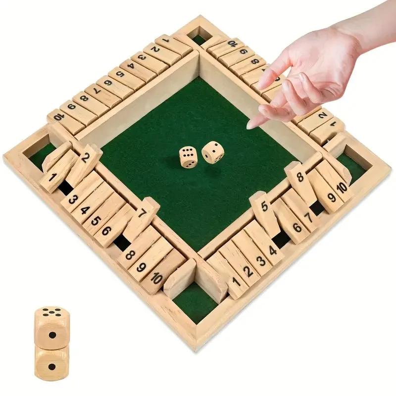 Деревянная игральная доска с кубиками, Настольная игра для семейных вечеринок, Многоцветная шахматная доска с цифрами, Идеально для семейных встреч