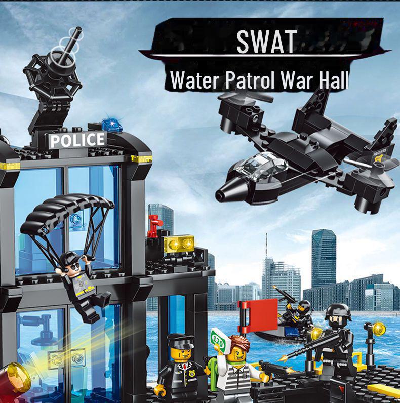 Военные строительные блоки Jiqile: Полицейский участок для детей