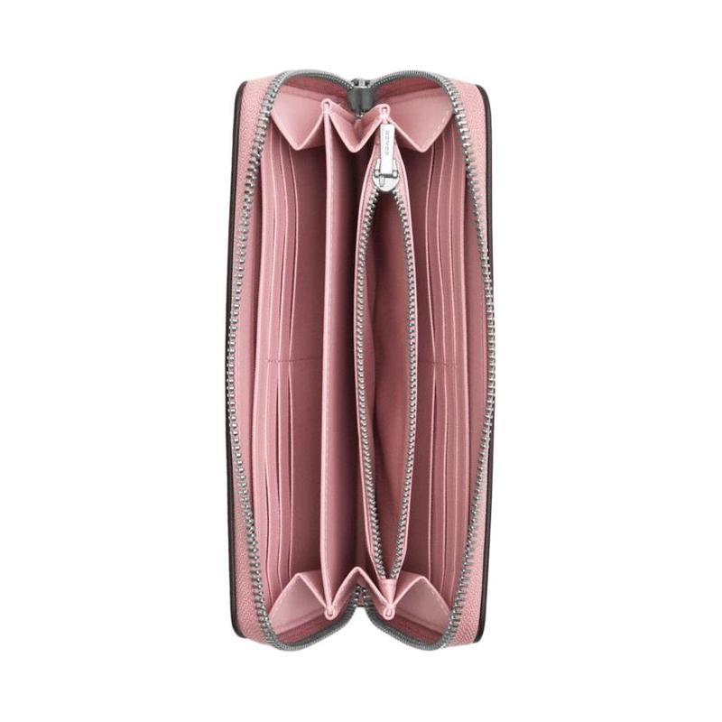COACH Zip Around 19 Sundae Pattern Long Fine Pebbled Leather Wallet Women's Pink