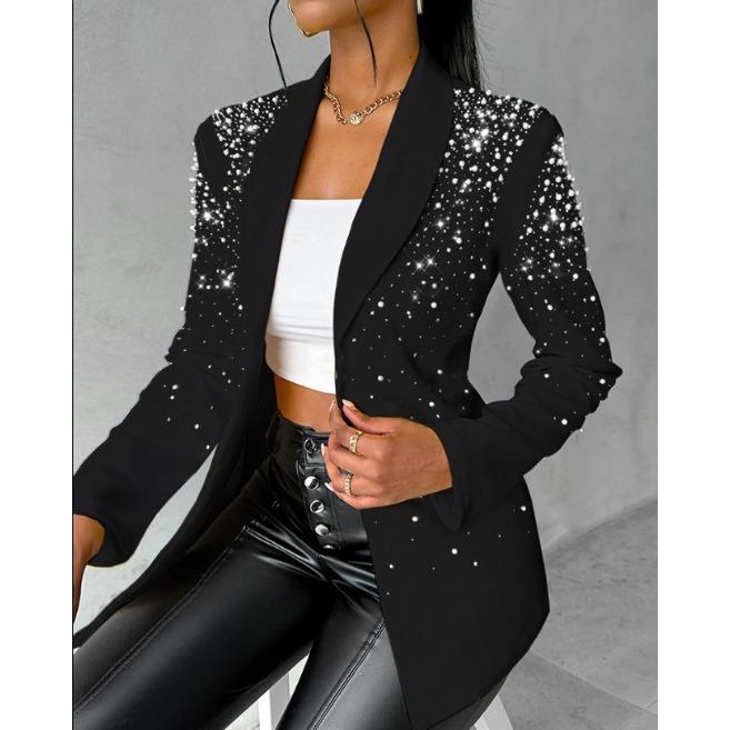 GMXIA Женский винтажный повседневный однотонный принт осень-зима с длинным рукавом и воротником-поло, куртки и пальто костюм