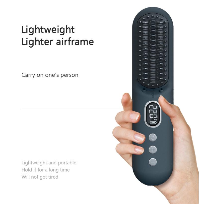 Rechargeable Portable Travel Hair Straightening And Curling Cordless Negative Ion Hair Straightening Comb Dual-Use Styling Tool