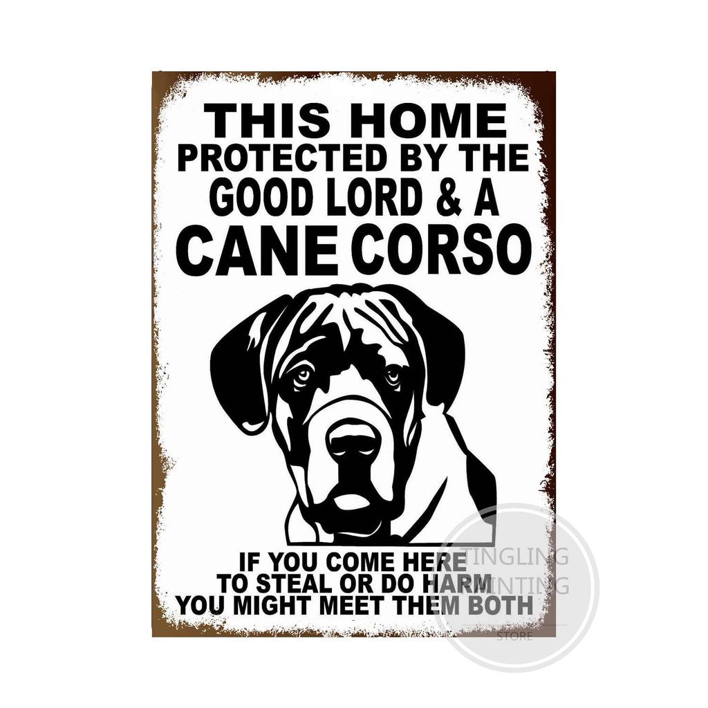 Предупреждающая собака металлические жестяные знаки винтажный плакат осторожно собака ретро жестяные пластины настенные наклейки для сада семейный дом дверь украшения