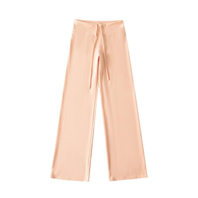 Womens Korean Style Lightweight Stand Collar Zip-Up Hooded Jacket Relaxed Wide-Leg Drawstring Pants Two-Piece Set Casual