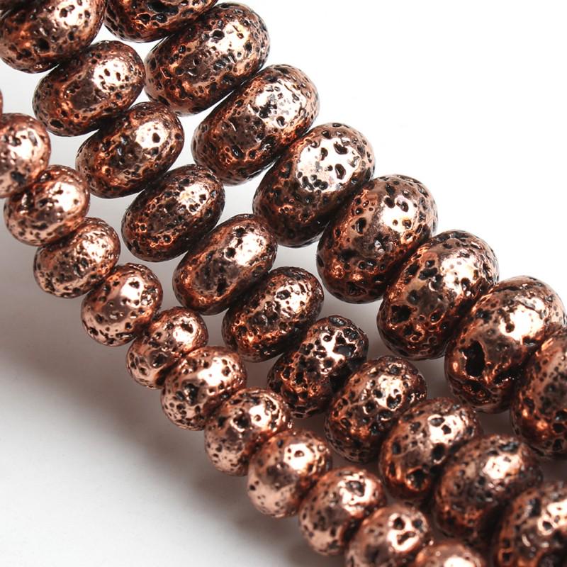 Натуральные красные медные бусины из лавового камня для изготовления ювелирных изделий, браслет «сделай сам», 15 дюймов, 6/8/10 мм