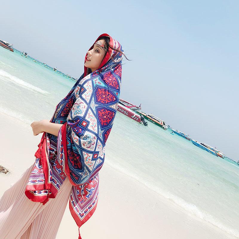 Scarf Women Winter Warm Scarves Vintage Bohemian Ethnic Style Art Shawl Wrap Beach Towel Tassels