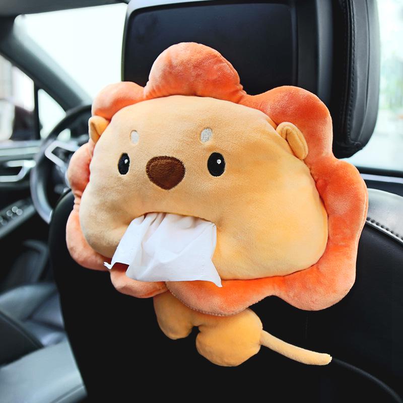 Мультяшный плюшевый автомобильный держатель для салфеток на подлокотник: Милый подвесной диспенсер для бумаги и украшение интерьера