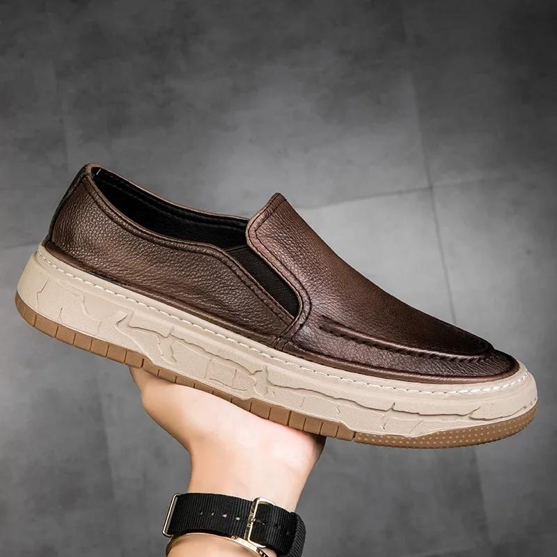 Новые мужские туфли из натуральной кожи 2024 года, деловая официальная обувь, дизайнерская повседневная обувь для мужчин, удобные мужские туфли, мокасины для вождения