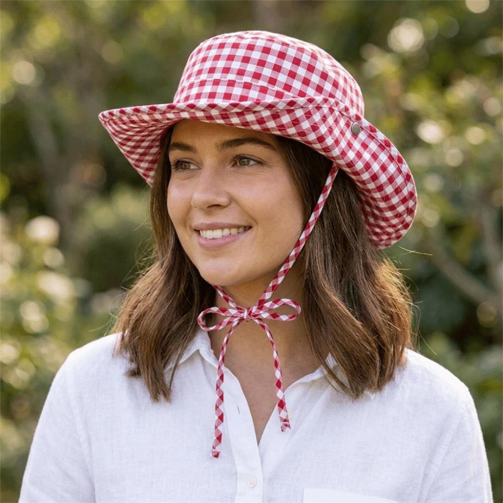 Lattice Y2k Fishmen Hat UV Protection Bucket Hat Fashion Wide Brim Sun Hat Fishing