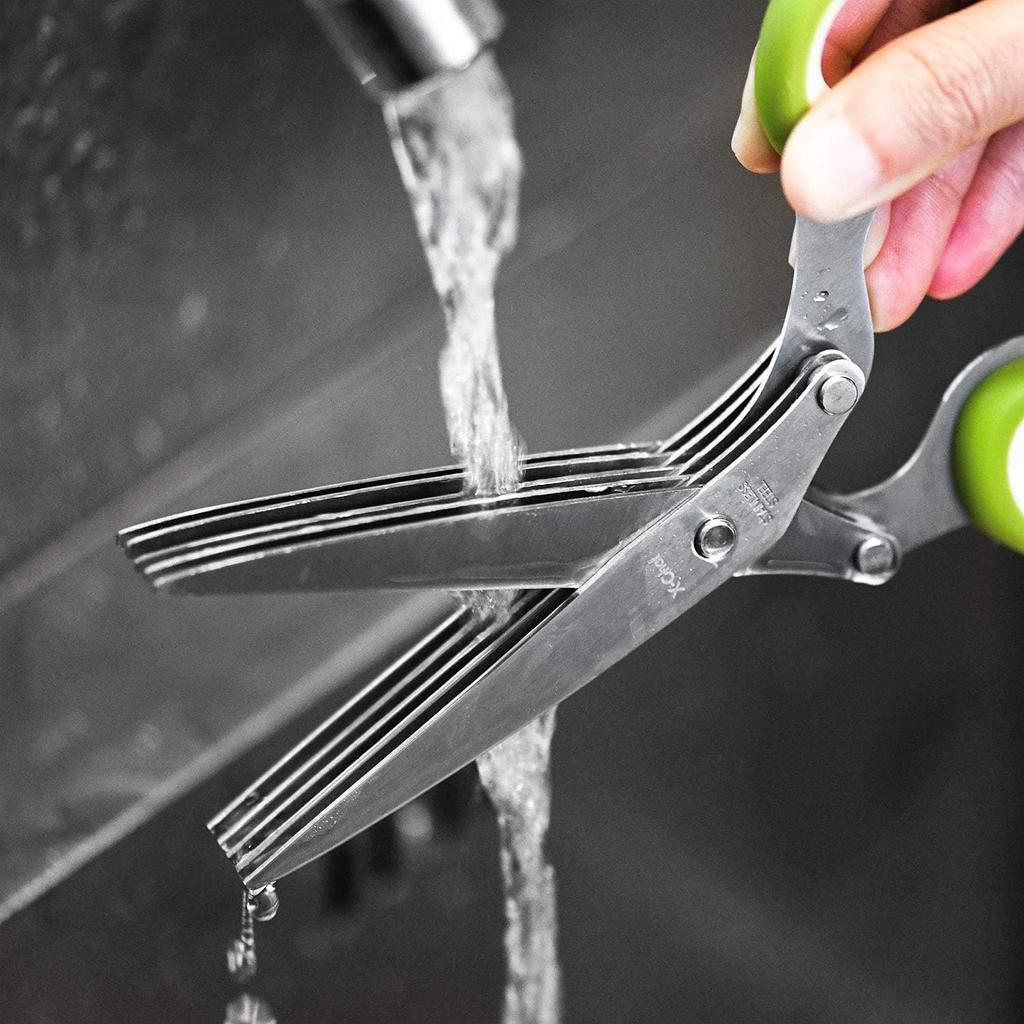 Herb Scissors, 5 Blade Kitchen Shears with Cleaning Comb and Safety Cover