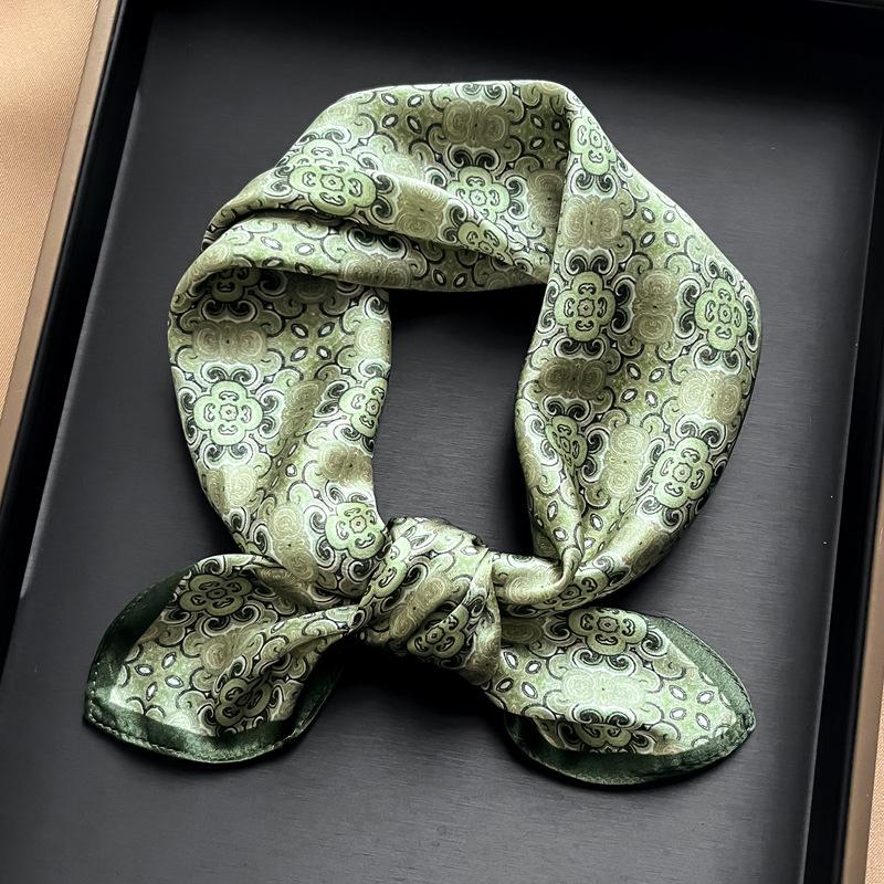 Fashion 100% Real Silk Scarf 53cm Square Bandelet Women's Silk Temperament Small Scarf Neck Decorative Wrap Printed Scarves