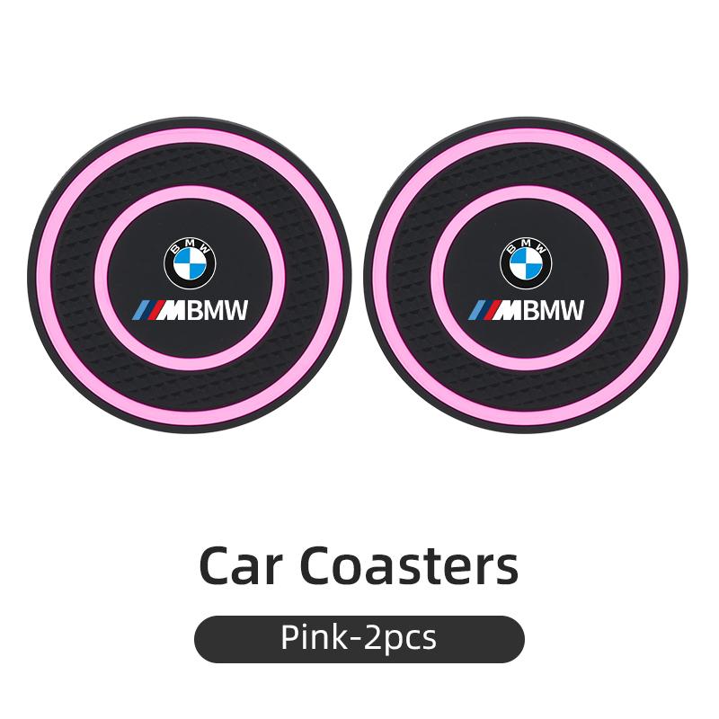 LHNJF1 2026 Car Sticker PVC Car Coaster Water Cup Anti-Slip Silicone Pads Interior Accessories For BMW Motorsport X1 X3 X5 E39 E46 E90