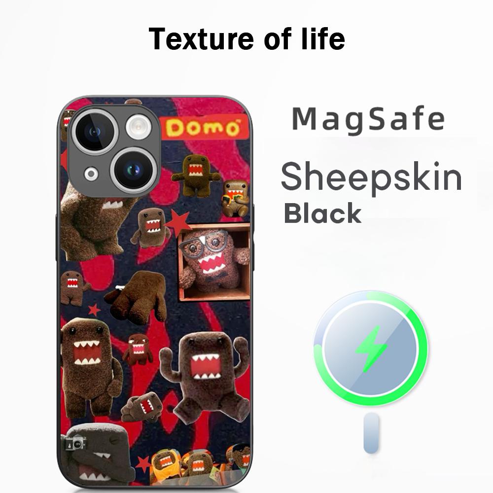 Domo kun new cute cartoon pattern Phone Case For iPhone 17 16 15 14 13 12 Plus Pro Max  High-end Luxury Magsafe Sheepskin