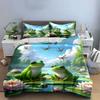 Frogs' serene lily escape. Bedding sets Duvet covers Pillowcases(1* Duvet Cover 2* Pillowcases without duvet insert)