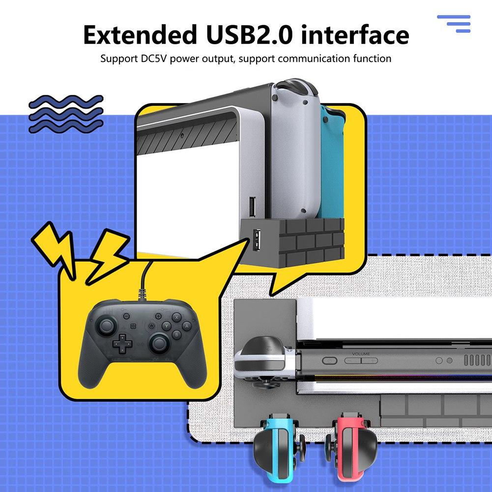 Зарядная док-станция контроллера Switch, совместимая с Nintendo Switch и моделями Joycon с OLED-дисплеем, модернизированная 8 игровыми хранилищами для Nintendo Switch Joycon
