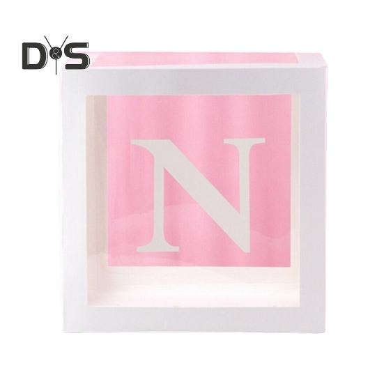 Balloon Box Reusable Clear Paper Box with Letter Stackable DIY Assembly 25 X 25cm Cube Box for Graduation Wedding Birthday Party Decor