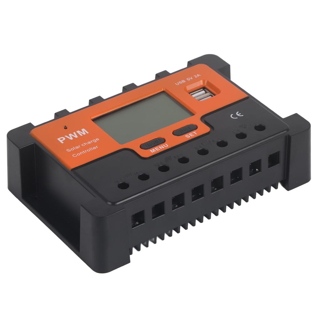 ШИМ Солнечный контроллер 50А 12В 24В 48В Ручной выбор 3-ступенчатая зарядка Регулятор солнечного заряда с 2