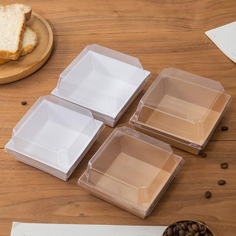 10Pcs Cake Dessert Donut Decoration Box Kraft Paper Cookie Bakery Food Sandwich Packing Box Wedding Birthday Party Supplies