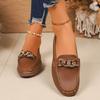 Женские лоферы Весна Осень Новые туфли-бобы Женские с круглым носком Низкий каблук Удобные кроссовки Женский тренд Цепь Повседневные туфли для мамы