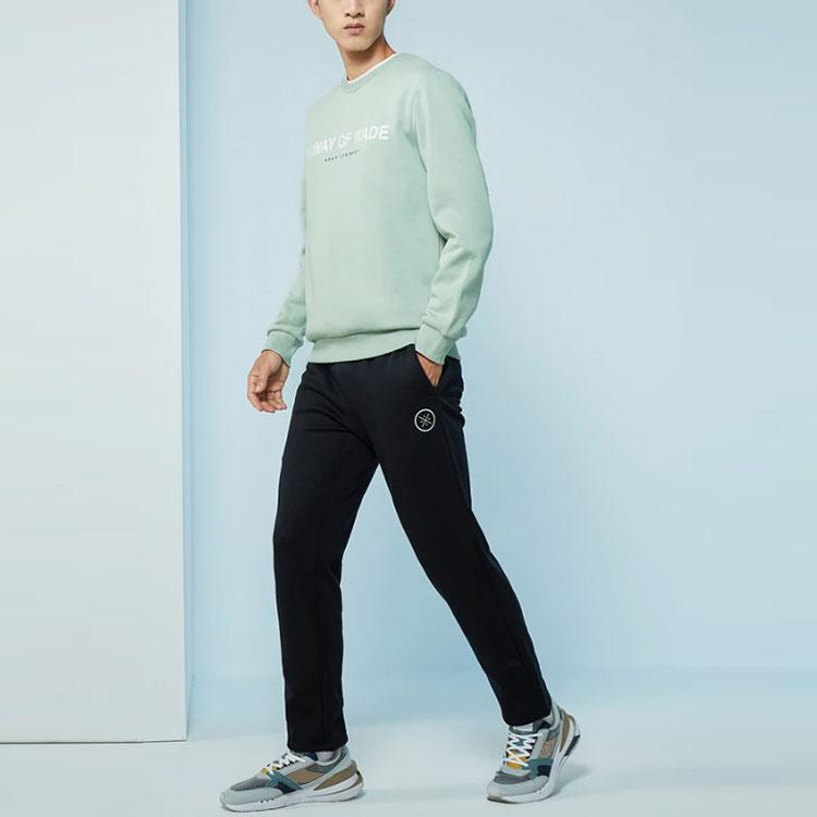 Li Ning Wade Series с логотипом и принтом на плюшевой подкладке, теплая светоотражающая толстовка с круглым вырезом, мужская толстовка, зеленая, AWDR839-4