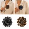 Stylish Leopard Pattern Floral Duckbill Clip Brooch Fabric Flower Lapel Pin Handmade Clothing Accessory for Trendy Women