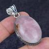 Natural Rose Quartz Gemstone 925 Sterling Silver Jewelry Pendant 2.05" F9h26