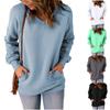 Женская повседневная толстовка с v-образным вырезом, свободные мягкие пуловеры с длинными рукавами, однотонные рубашки с боковыми карманами