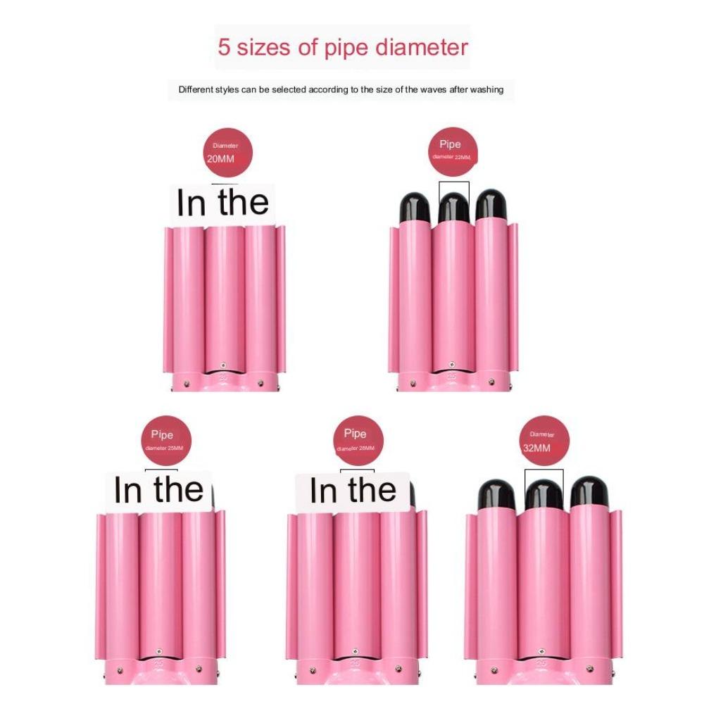 Палка для завивки дома Палочка для яичного рулета Золотая щипцы для завивки с тремя трубками Большая волна Электрическая палочка для завивки Шина