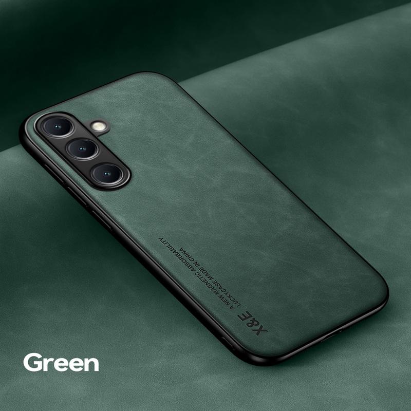 Solid Color Lambskin Leather Slim Case For Samsung S25 Ultra S24 FE S23 A56 A36 A55 A16 A54 A35 A15 Soft Shockproof for MagSafe Magnetic Phone Cover