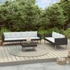 VidaXL Garden Lounge Set 3 Pcs with Cushions Wicker Resin Black