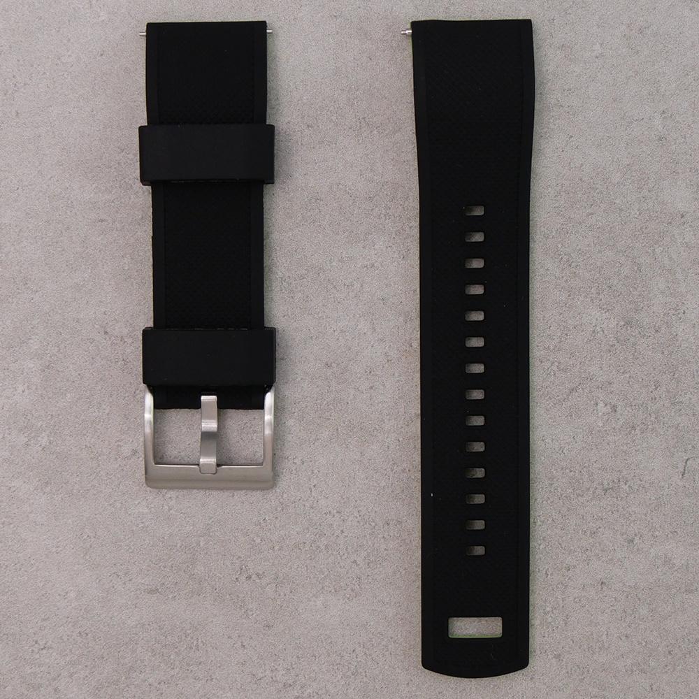 ERBORD Universal Silicone Strap 20mm, Dual Color, Black / Lime / Silver Buckle