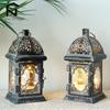 Vintage Candle Holder Lantern Retro Metal Lantern Hanging Battery Operated Table Lamp Light with LED Fairy Lights for Home Decor