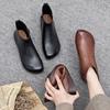 Winter Flat Women's Shoes 2024 New Fashion Ankle Boots Retro Casual Plus Size Short Boots Zipper Solid Color Warm Flat Boots
