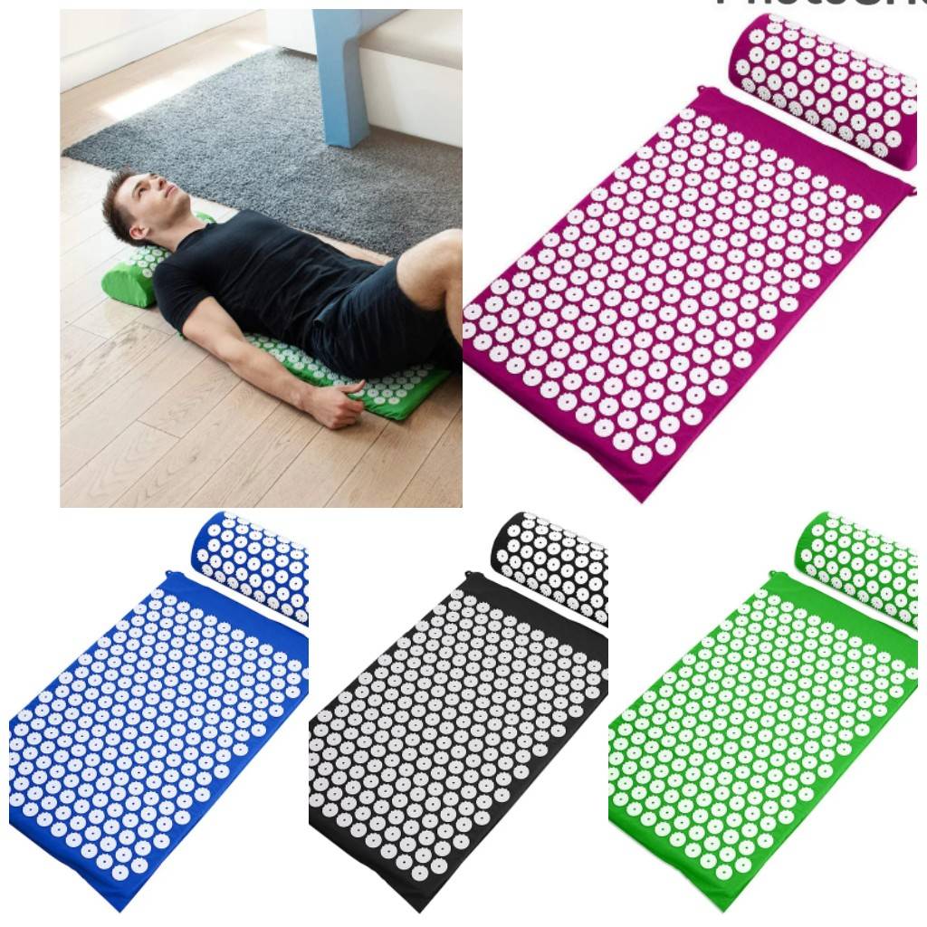 Set Pillow Mat Massage Neck Foot Yoga Needle Back Cushion Acupressure Health Foot Point Diagram Plastic Relax Stand Press