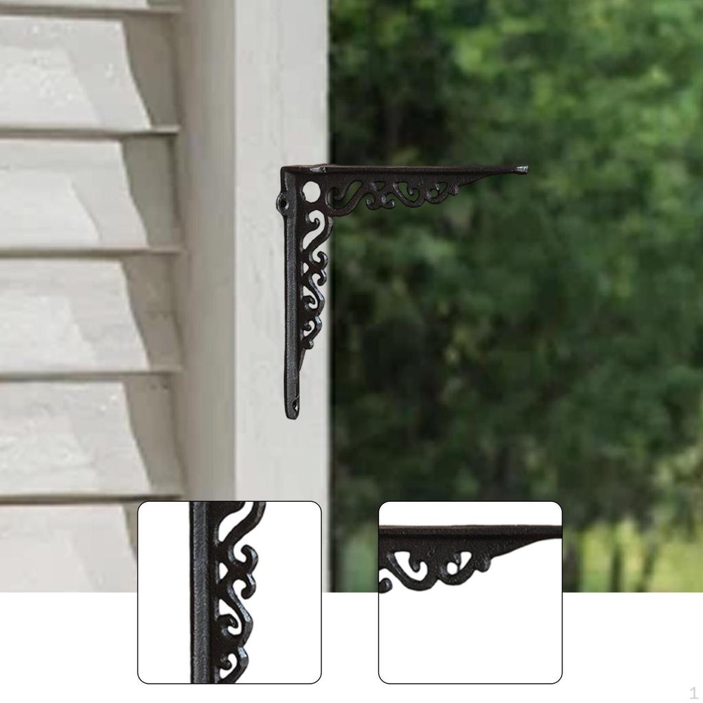 Decorative Shelf Bracket Cast Iron Black Rustic Sturdy Metal Corner Brace Right Angle Wall
