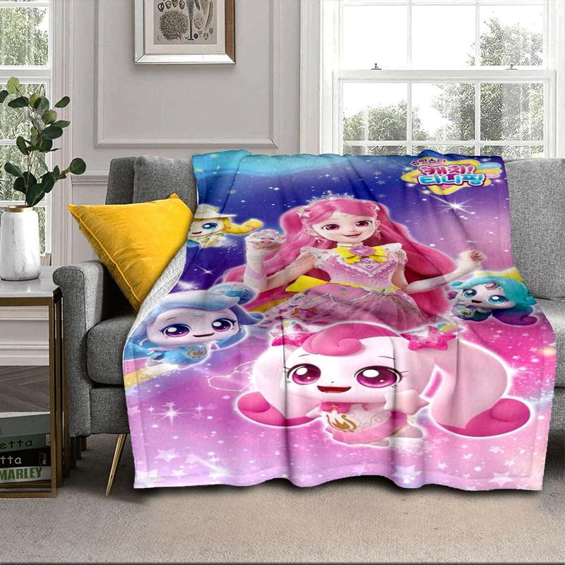 Pink Heartsping Fantasy World Blanket Flannel Blanket for bed, sofa, Camping, Hiking, Picnic Essentials, gift for family Fan gifts