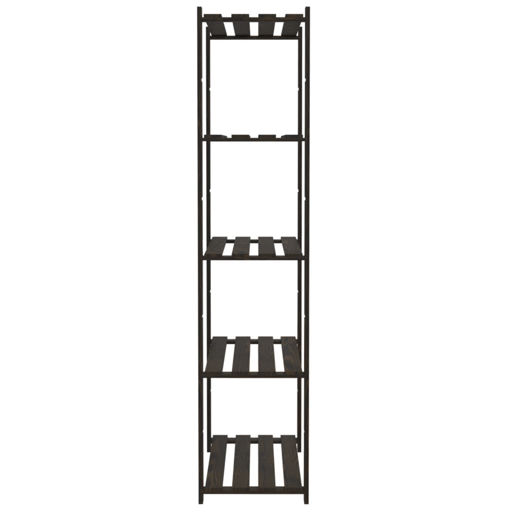 5 Shelf Storage Shelf Black 80 x 38 x 170 cm Solid Pine Wood