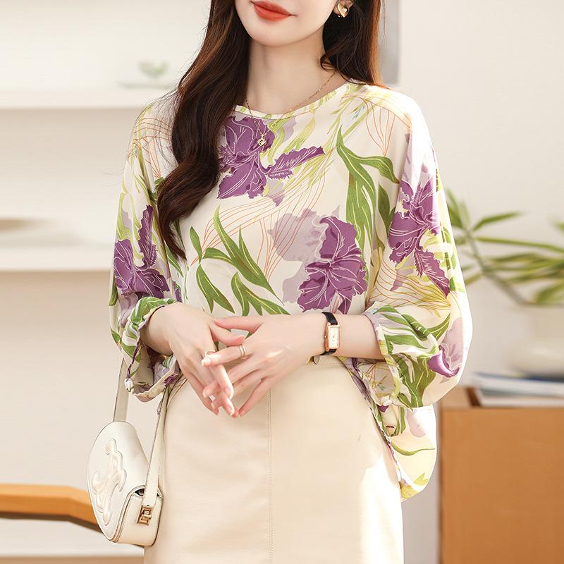 Unique Beautiful Top French Purple Bubble Sleeve Shirt