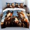 Three Cute Horses Close-Up Print Bedding Duvet Cover Set  (1*Duvet Cover 2*Pillowcases, without duvet insert)