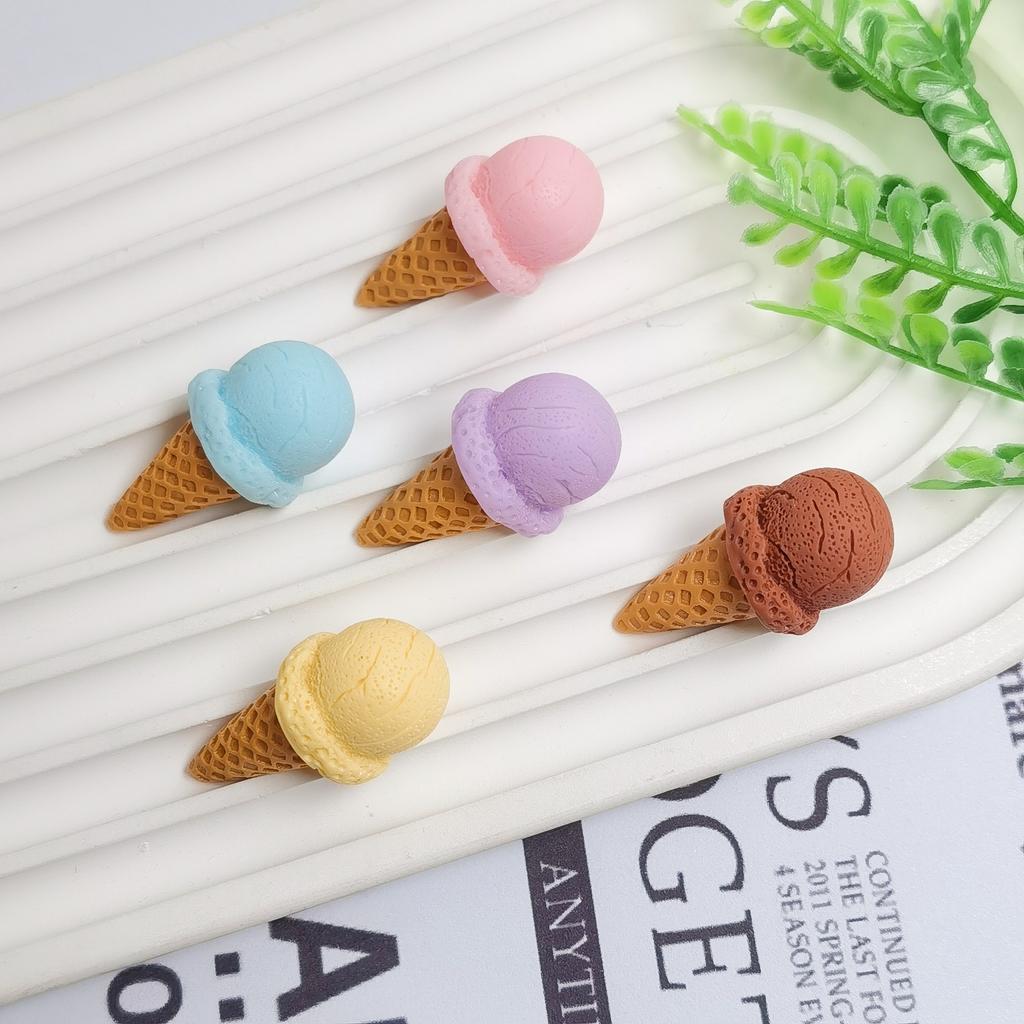 Summer Theme Resin Mixed Color Ice Cream Flat Back Resin Charms 3D Food Minaiture for DIY Jewelry, Scrapbooking Crafts