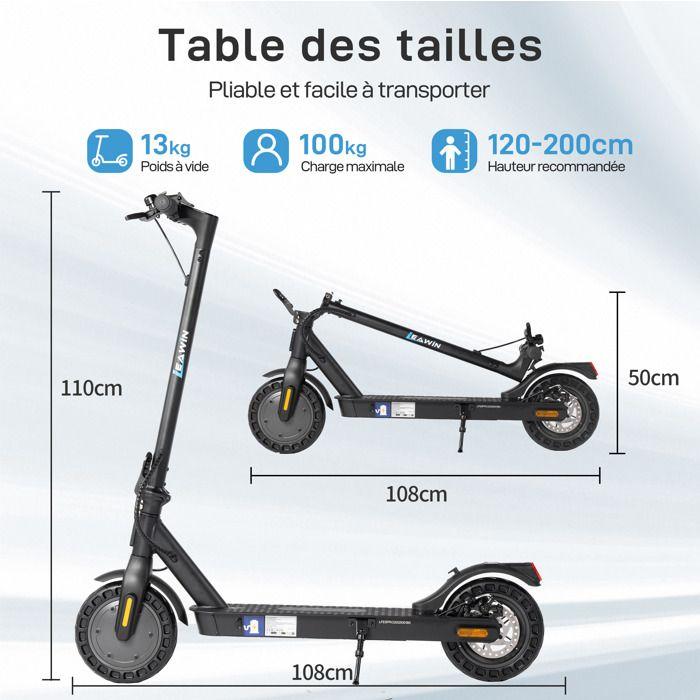 500W foldable electric scooter for adults, 375Wh battery, 30 km autonomy, 10-inch tires, scooter with app and anti-theft device
