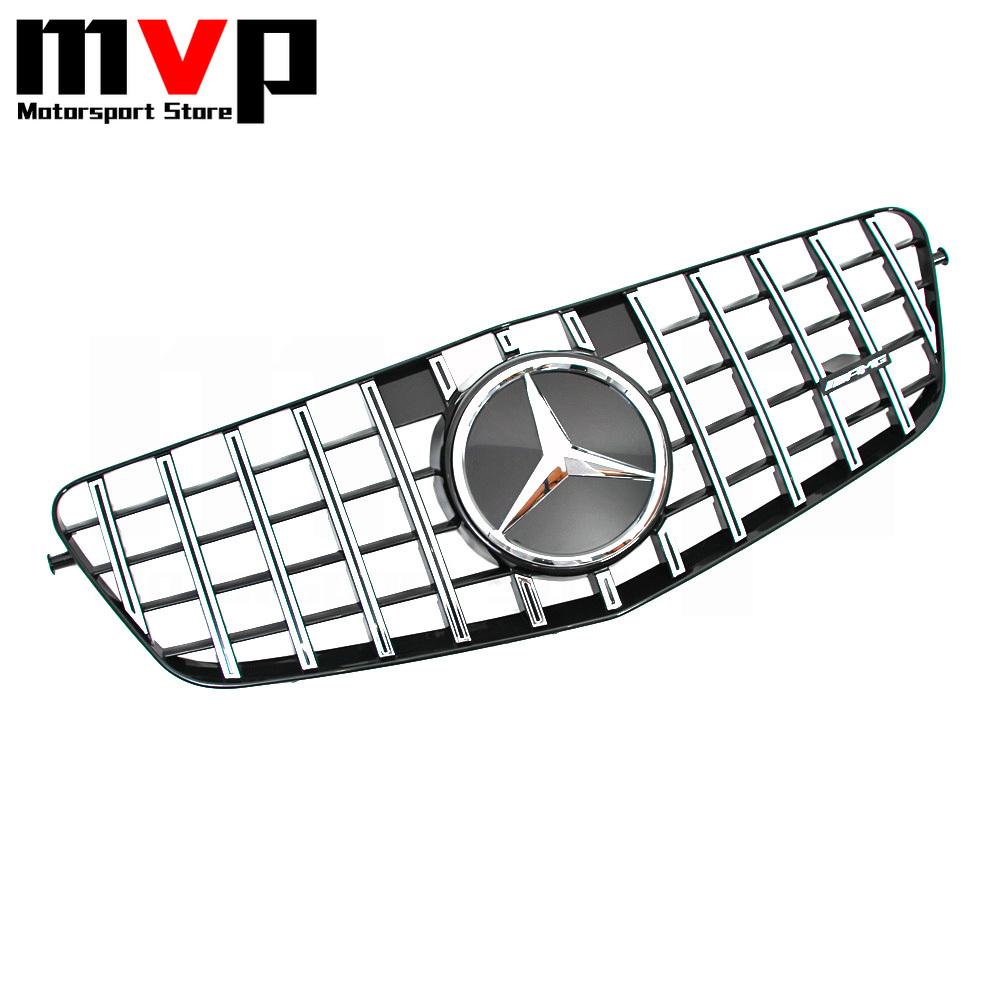 FCM5 Chrome Silver GTR Style Racing Grille With 3D ABS Logo Star Emblem Badge For Mercedes Benz E-Class W212 2009-13 Car Accessories