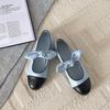 Evening Wind Mary Jane Shoes Women's Spring New Retro Fashion Color Matching Light Mouth Bow Flat Shoes